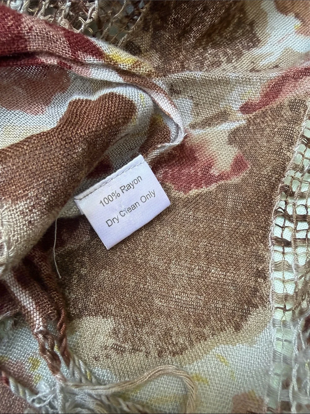 Vintage Multicolored Rayon Long Scarf
